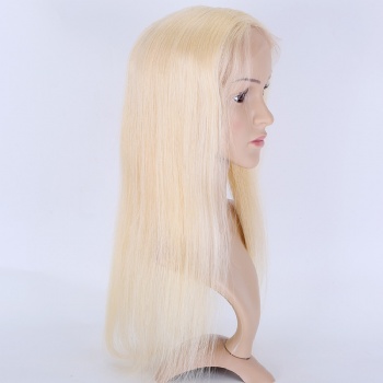 Bleach Blonde Brazilian Hair 7X8＂Weft With 4x4＂Lace Front Toppers