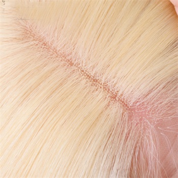 Bleach Blonde Straight 7X8＂Weft With 4x4＂Lace Front Toppers