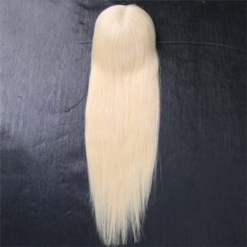 Bleach Blonde Straight 7X8＂Weft With 4x4＂Lace Front Toppers