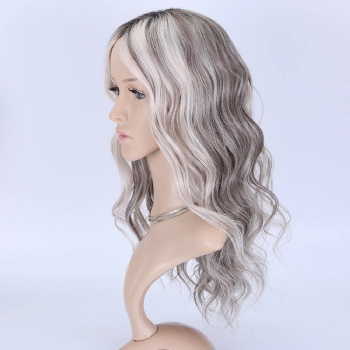 [Stock Unit] 16in Salt and Pepper, 5x5 Monofilament Top Wig