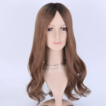 [Stock Unit]20in Dark Rooted Brown, 4x5 Monofilament Top Wig