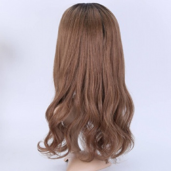 [Stock Unit]20in Dark Rooted Brown, 4x5 Monofilament Top Wig