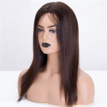 14in Full Hand Tied Slavic Virgin Hair Black Brown Shade, 4x4 Silk Base  Glueless Jewish Wig