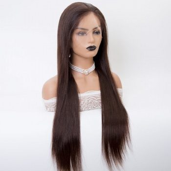 24in Natural Color Straight Virgin Hair, 5x5 Silk Base Full Lace Wig