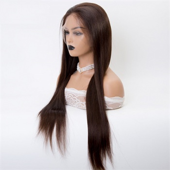 24in Natural Color Straight Virgin Hair, 5x5 Silk Base Full Lace Wig