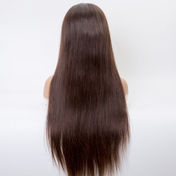 24in Natural Color Straight Virgin Hair, 5x5 Silk Base Full Lace Wig