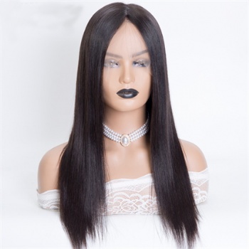 16in Natural Color Straight Virgin Hair, 4x4 Silk Base Medical Wigs