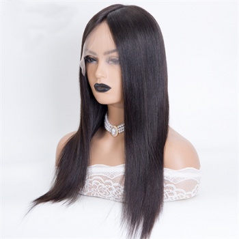 16in Natural Color Straight Virgin Hair, 4x4 Silk Base Medical Wigs