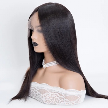 16in Natural Color Straight Virgin Hair, 4x4 Silk Base Medical Wigs