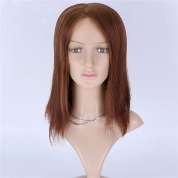 12in Chestnut Brown Slavic Virgin Hair, 5x5 Silk Base Medical Wigs