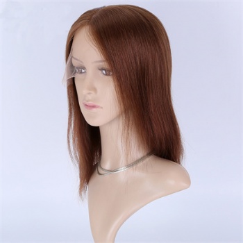 12in Chestnut Brown Slavic Virgin Hair, 5x5 Silk Base Medical Wigs