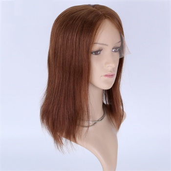 12in Chestnut Brown Slavic Virgin Hair, 5x5 Silk Base Medical Wigs