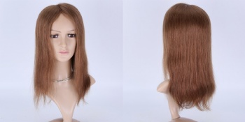 14in Medium Golden Brown Slavic Virgin Hair, 5x5 Silk Base Medical Wigs