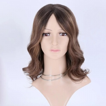 [Stock Unit] 14in Dark Rooted Ash Brown, 5x5 Monofilament Top Wig