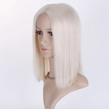 12in BOB Pure White Full Hand Tied Mono Top Wigs Monofilament Wig