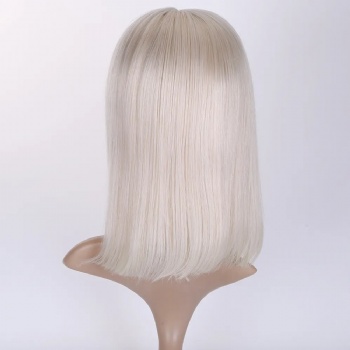 12in BOB Pure White Full Hand Tied Mono Top Wigs Monofilament Wig