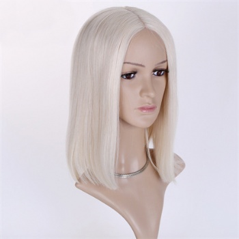 12in BOB Pure White Full Hand Tied Mono Top Wigs Monofilament Wig