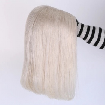 12in BOB Pure White Full Hand Tied Mono Top Wigs Monofilament Wig