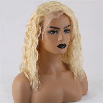 14in Bob Blonde Wavy, 13x4 Swiss Lace Front Wig