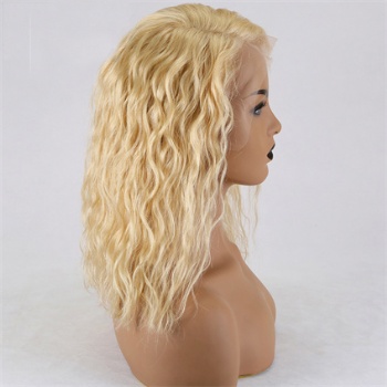 14in Bob Blonde Wavy, 13x4 Swiss Lace Front Wig