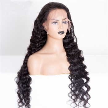 30in Deep Body Wave Natural Color Remy Hair, 13x6 Lace Front Wig