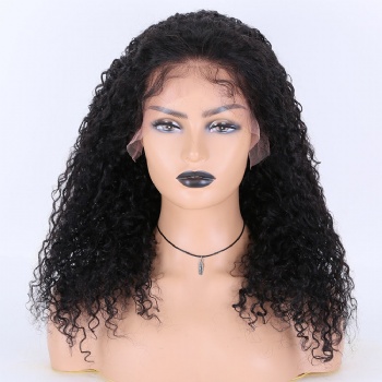 18in Water Wave Natural Color Remy Hair, 13x6 HD Lace Front Wig