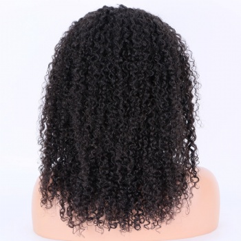 18in Curly Natural Color Virgin Hair, 13x6 HD Lace Front Wig