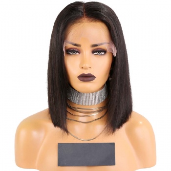 12in BOB Straight Virgin Hair, 13x4 Lace Front Wig