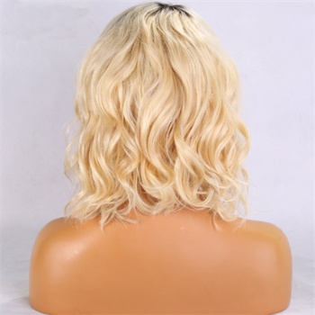 12in BOB Dark Rooted Blonde Body Wave, 13x4 Lace Front Wig