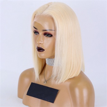 12in BOB Blonde Virgin Hair, 13x4 Lace Front Wig