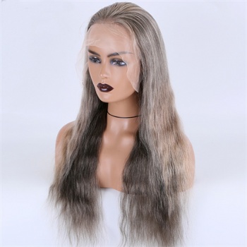 Custom Highlight Grey Brown, 13x4 Lace Front Wig