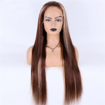 28in Chestnut Brown Straight, 13x4 Lace Front Wig