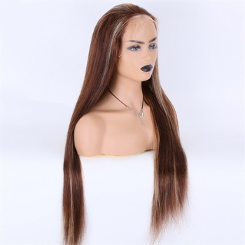 28in Chestnut Brown Straight, 13x4 Lace Front Wig