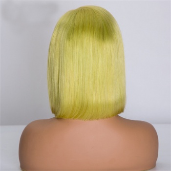 10in Bob Straigh Yellow Olive Color, 13x4 Lace Front Wig