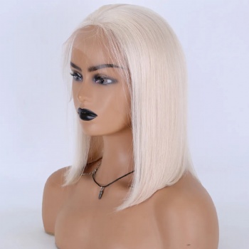 [Stock Unit] 12in BOB White Virgin Hair, 13x6 HD Lace Front Wig