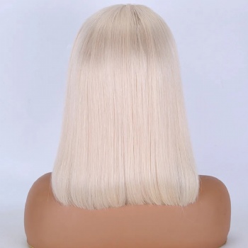 [Stock Unit] 12in BOB White Virgin Hair, 13x6 HD Lace Front Wig