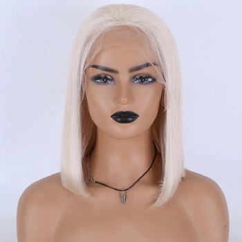 [Stock Unit] 12in BOB White Virgin Hair, 13x6 HD Lace Front Wig