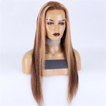 22in Highlighted Brown Rooted, 13x4 HD Lace Front Wig