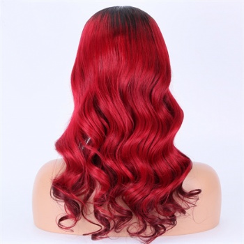 18in Custom Dark Rooted Red Wave, 13x6 HD Lace Front Wig