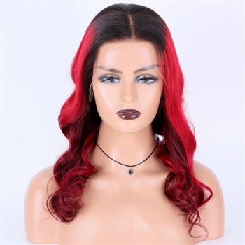 18in Custom Dark Rooted Red Wave, 13x6 HD Lace Front Wig